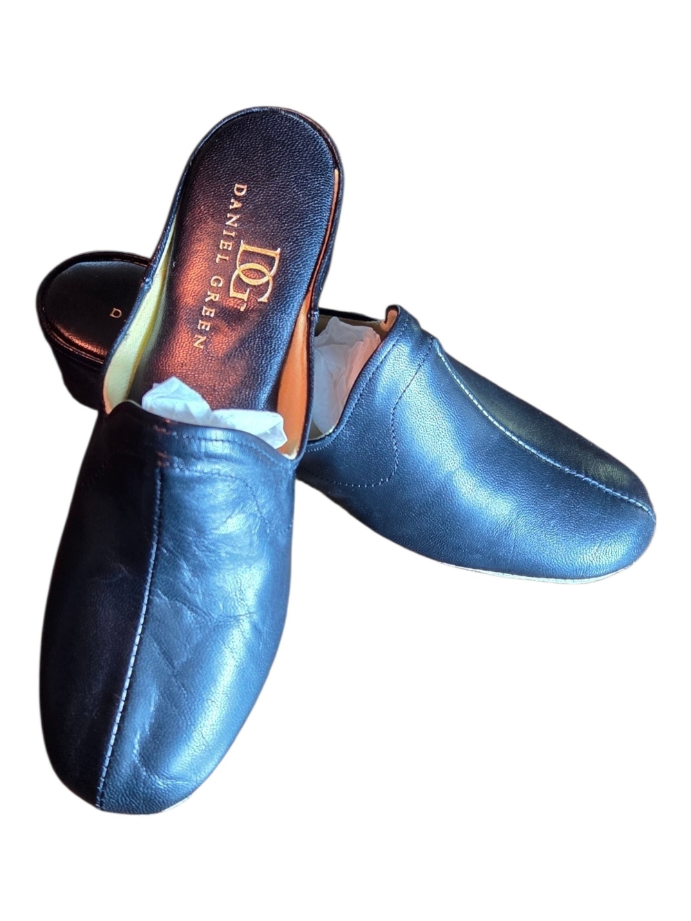 Daniel Green Women’s Black Leather Slip-On Slippers